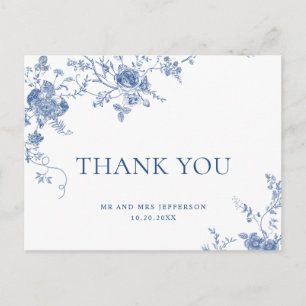 Elegant Viktorianisch Blue French Floral Vielen Da Postkarte