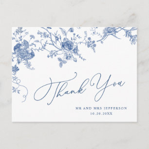 Elegant Viktorianisch Blue French Floral Vielen Da Postkarte