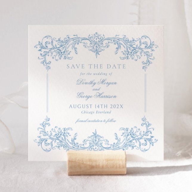 Elegant Viktorianisch Blue Wedding Save the Date (Von Creator hochgeladen)