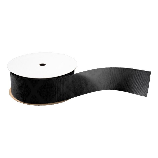 Elegant Viktorianisch Damask Black Ripsband (Spule)