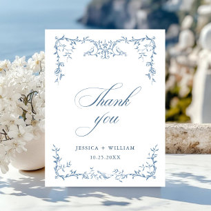 Elegant Viktorianisch Verzierte Florale Blaue Hoch Postkarte