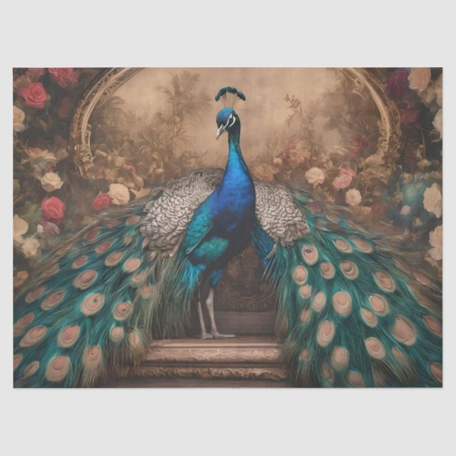 Elegant Viktorianisch Vintag Boho Peacock Seidenpapier (Vorderseite)