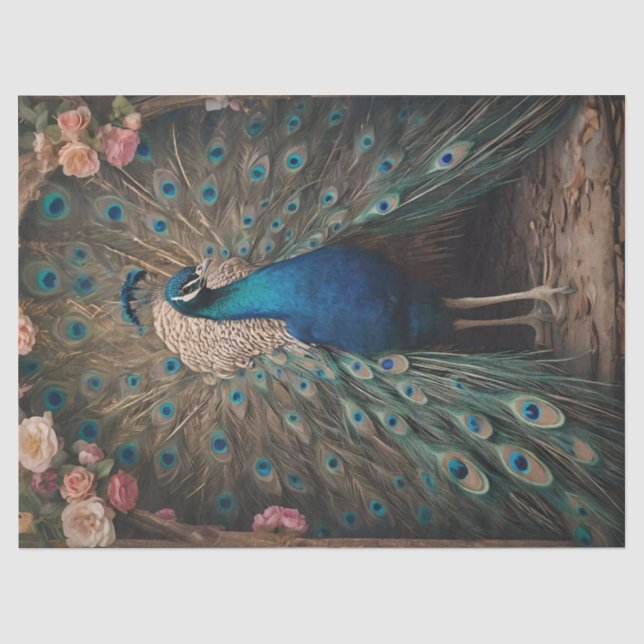Elegant Viktorianisch Vintag Boho Peacock Seidenpapier (Vorderseite)