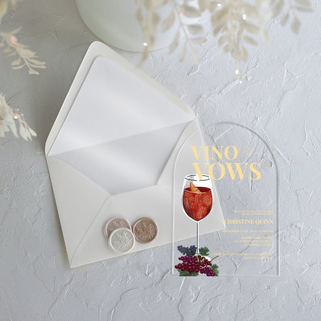 Elegant Vino vor dem Gelöbnis Brautparty Acryleinladungen (Von Creator hochgeladen)