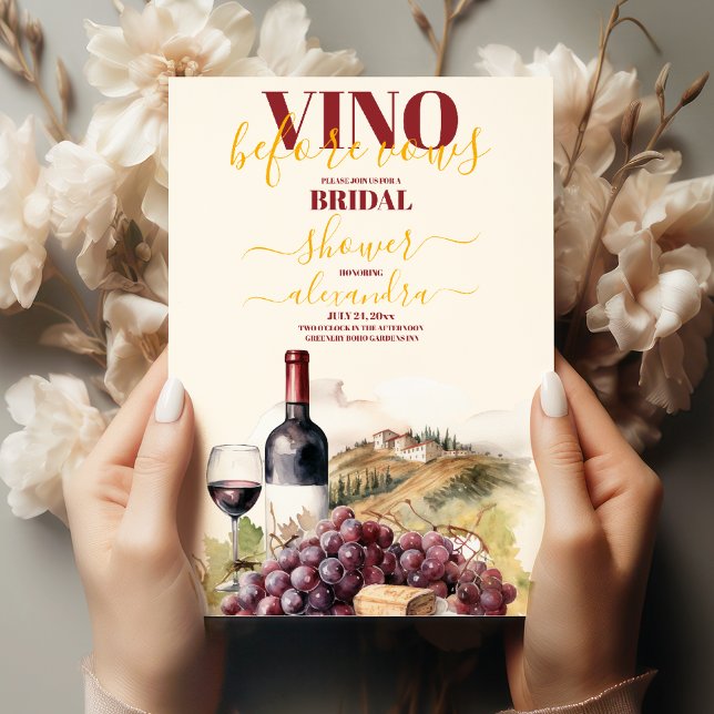 Elegant Vino vor dem Gelöbnis Brautparty Einladung (Von Creator hochgeladen)