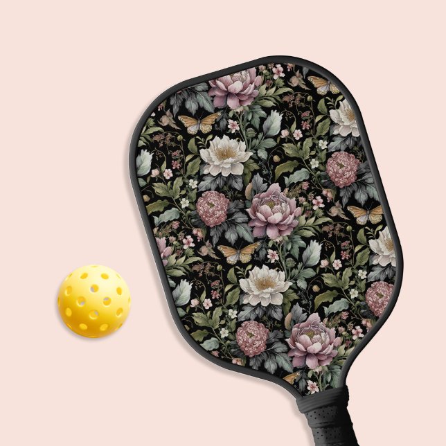 Elegant Vintag Black Floral Pickleball Schläger (Von Creator hochgeladen)