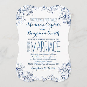 Elegant Vintag Blue Blüh Wedding Einladungen