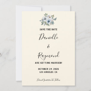 Elegant Vintag Blue Floral Save the Date