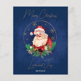 Elegant Vintag Blue Red Santa Clause Weihnachten Flyer