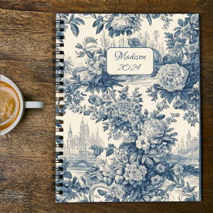 Elegant Vintag Blue Toile de jouy monogram Planer