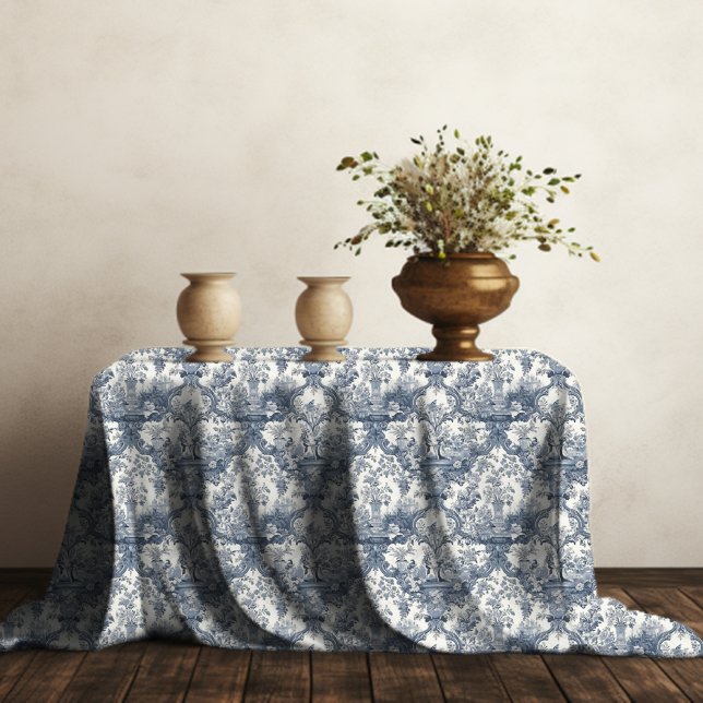 Elegant Vintag Blue Toile de jouy monogram Tischdecke (Von Creator hochgeladen)