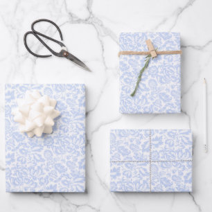 Elegant Vintag Blue Venezianisch Floral Botanical Geschenkpapier Set