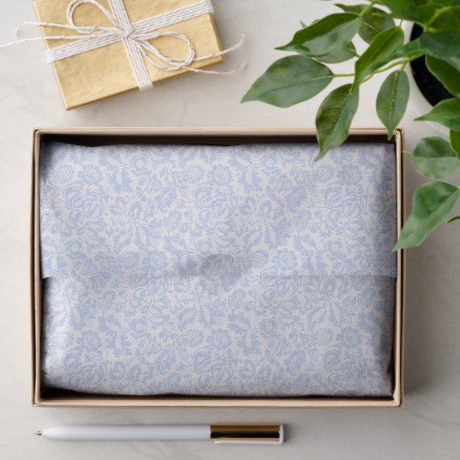 Elegant Vintag Blue Venezianisch Floral Botanical Seidenpapier (Geschenk)