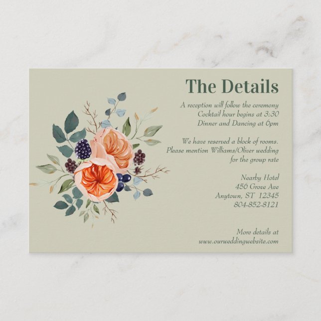 Elegant Vintag Boho Red Orange Gray Begleitkarte (Vorderseite)