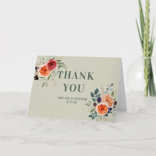 Elegant Vintag Boho Red Orange Gray Dankeskarte