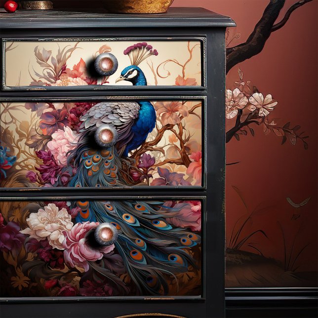 Elegant Vintag Boho Viktorianisch Decoupage Peacoc Seidenpapier (Von Creator hochgeladen)