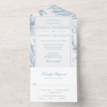 Elegant Vintag Botanical Dusty Blue