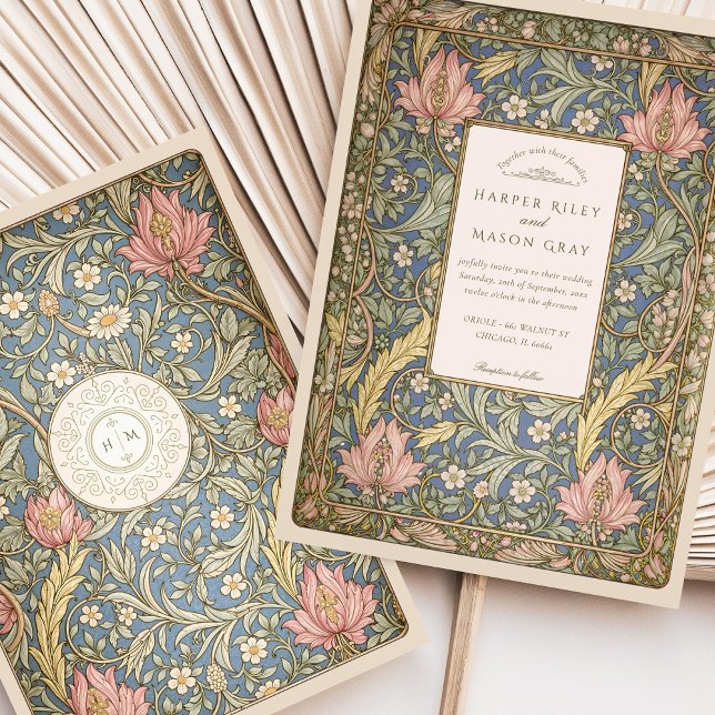 Elegant Vintag Botanical William Morris Wedding Einladung (Von Creator hochgeladen)