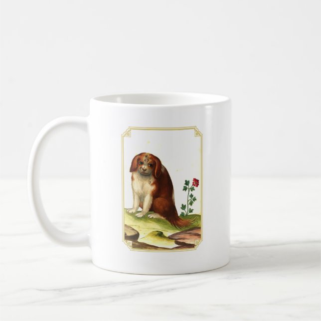 Elegant Vintag Cavalier King Charles Spaniel Kaffeetasse (Links)