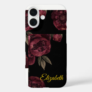 Elegant Vintag Dark Floral Peony iPhone Case