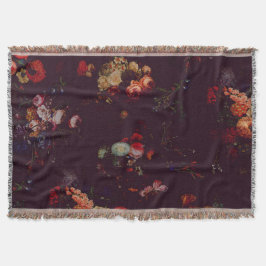 Elegant Vintag Dark Magenta Floral Decke