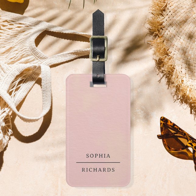 Elegant Vintag | Einfache Minimalblüte Gepäckanhänger (A chic yet professional neutral blush luggage tag that will fit perfectly with your travel style!)