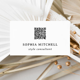 Elegant Vintag Einfaches Schwarzweiß-QR-Code Visitenkarte