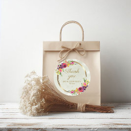 Elegant Vintag Floral Gold Geburtstag Vielen Dank Runder Aufkleber