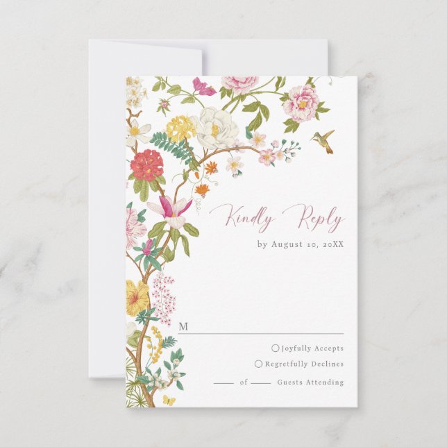 Elegant Vintag floral RSVP Karte (Vorderseite)