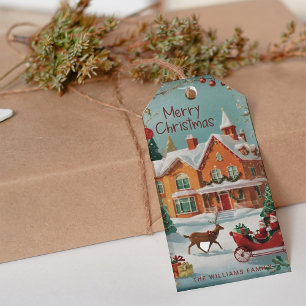 Elegant Vintag Frohe Weihnachten Geschenkanhänger