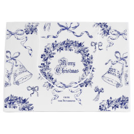 Elegant Vintag frohe Weihnachts-Blauer Kranzknaben Große Geschenktüte