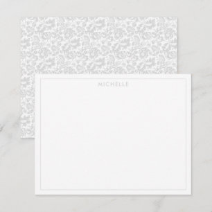 Elegant Vintag Gray Venezianisch Floral Botanisch Mitteilungskarte