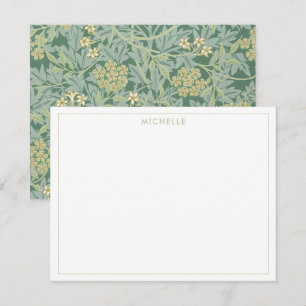 Elegant Vintag Green Jasmine Floral Botanical Mitteilungskarte