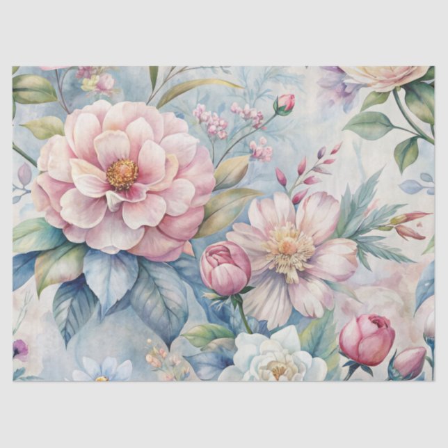 Elegant Vintag Inspiriert Dreamy Flora Ephemera Seidenpapier (Vorderseite)