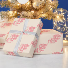 Elegant Vintag Pink Weihnachtskerze Poinsettia Geschenkpapier