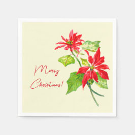Elegant Vintag Poinsettia Frohe Weihnachtsfeiertag Serviette