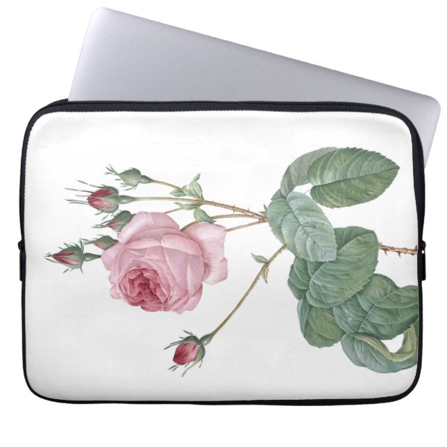 Elegant Vintag rosa Rose Botanisch Laptopschutzhülle (Vorderseite)
