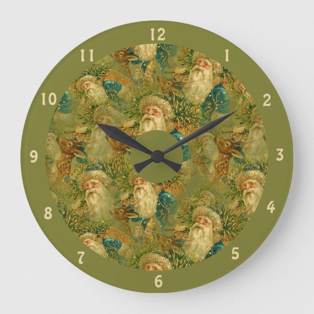 Elegant Vintag St. Nicholas Santa Claus Große Wanduhr (Vorderseite)