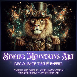 Elegant Vintag Steampunk Lion Decoupage Seidenpapier