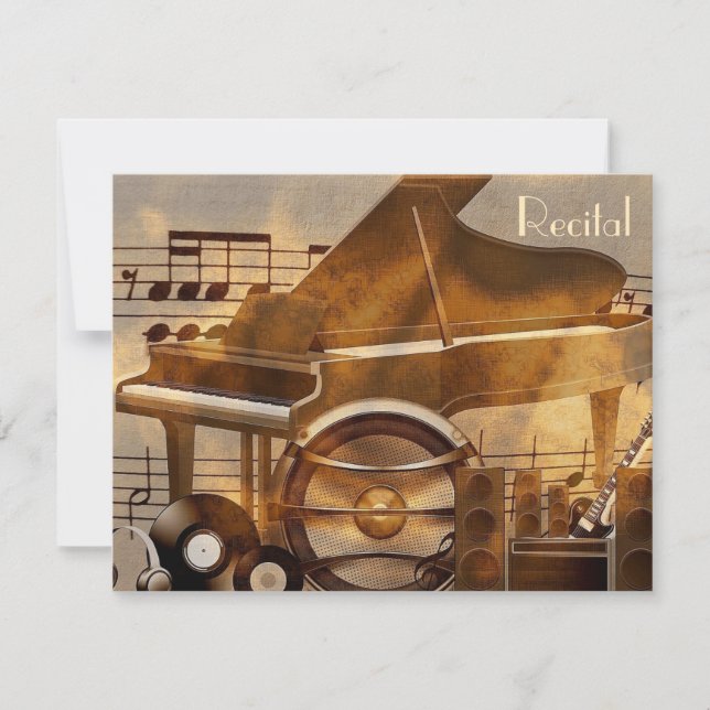 Elegant Vintag Unisex Music - Einladungen (Vorderseite)