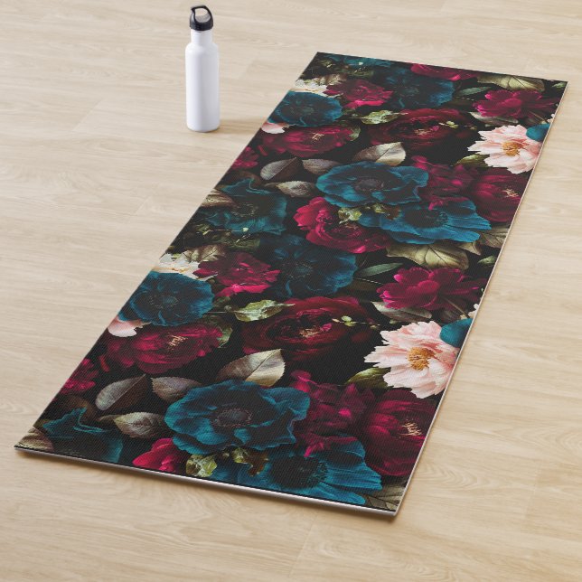 Elegant Vintag Vibe Dark Floral Botanical Yogamatte (Beispiel)