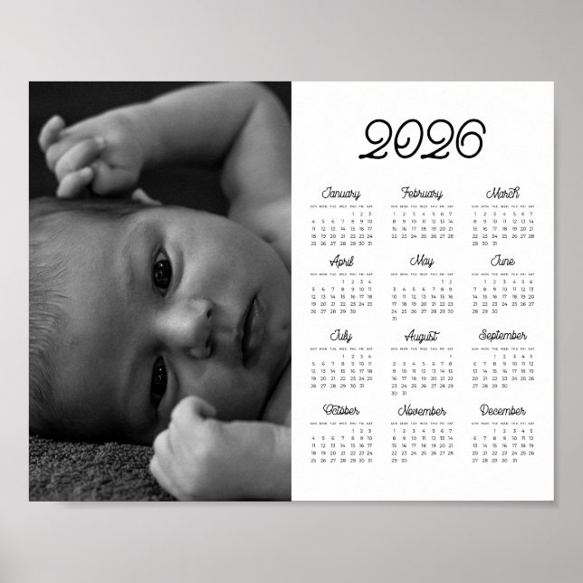 Elegant vintage 2026 photo landscape calendar poster (Vorne)