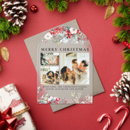 Elegant Vintage Arch Botanical Red Christmas Card Acryleinladungen