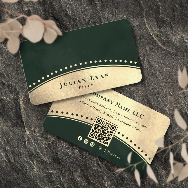 Elegant Vintage Arch Glitter Gold Emerald Green Visitenkarte (Elegant Vintage Arch Glitter Gold Emerald Green Business Card)