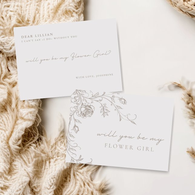 Elegant Vintage Be My Flower Girl Proposal Card Einladung (Von Creator hochgeladen)