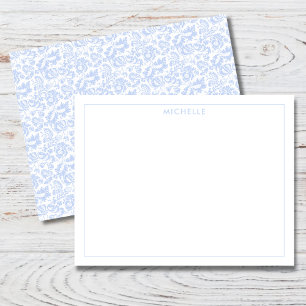 Elegant Vintage Blaue Venezianische Florale Botani Mitteilungskarte