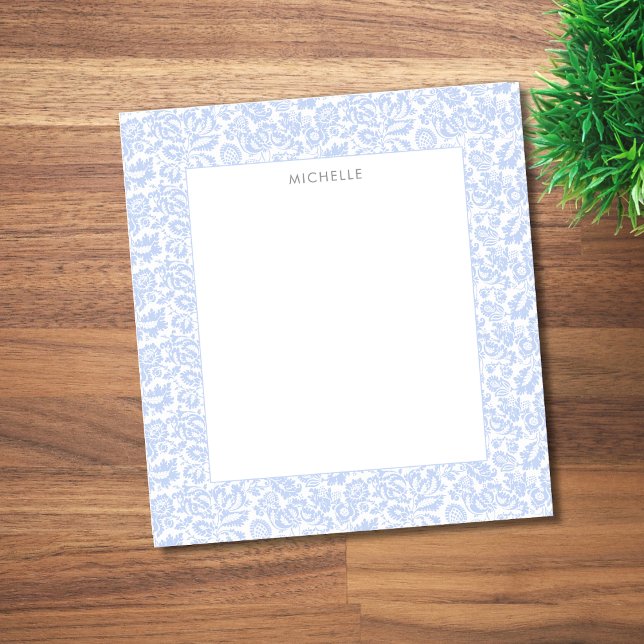 Elegant Vintage Blue Venetian Floral Botanical Notizblock (Von Creator hochgeladen)