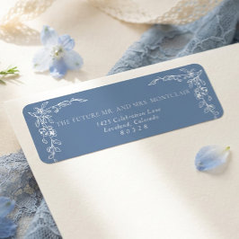 Elegant Vintage Blue Wedding Return Address
