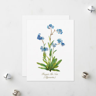 Elegant Vintage Botanical Forget Me Not Flower Feiertagskarte