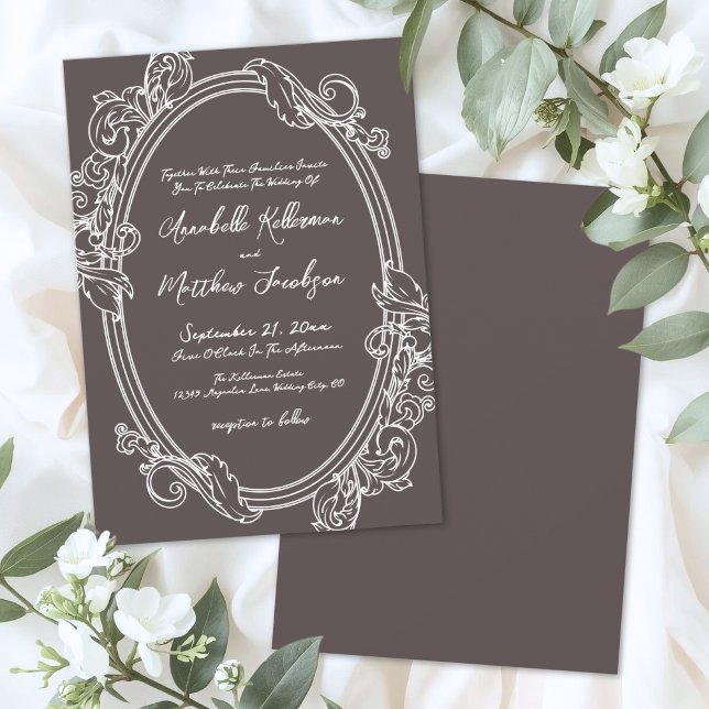 Elegant Vintage Brown Wedding Einladung (Elegant Vintage Brown Wedding Invitation )